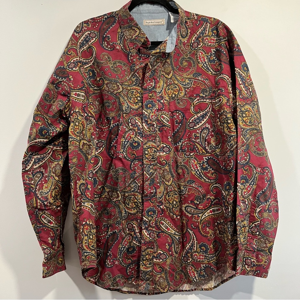 Vintage 90s bugle boy paisley button down men’s size large